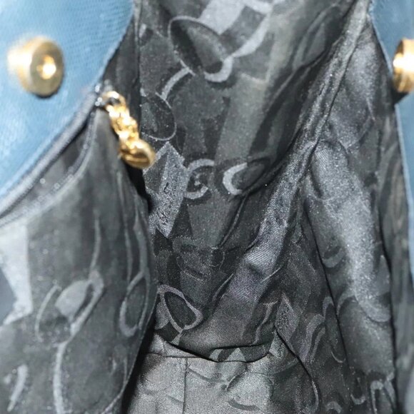 Salvatore Ferragamo Tote Bag Leather Embossed Navy Gold Auth BA1802 - Picture 11 of 16